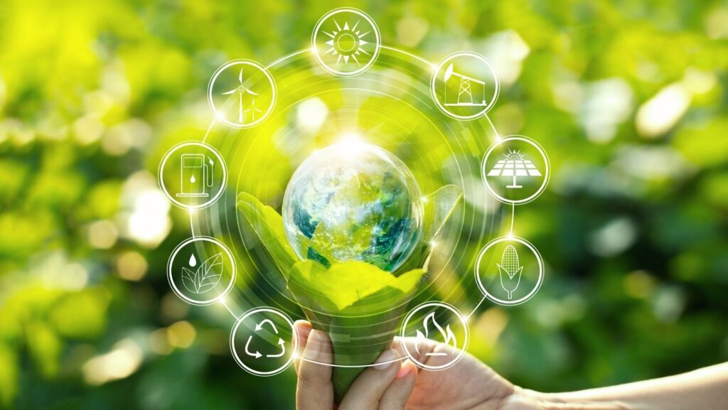 Foto con un diagrama de las ventajas de la economía circular